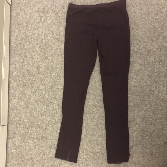 NEW MILK BURGUNDY LEGGINGS WITH FAUX LEATHER DETAIL - Picture 4 of 4
